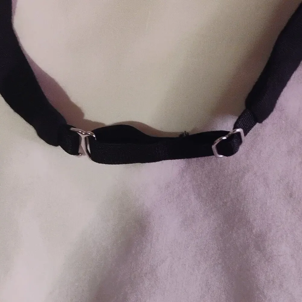 Free People Intimately Rhinestone Halter Bralette Black Adjustable Strap Size S
